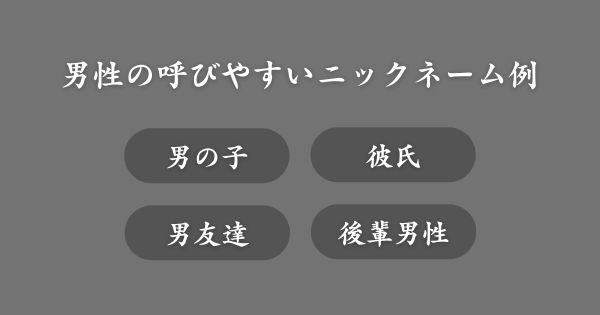 【具体例】男性におすすめの呼びやすいニックネーム