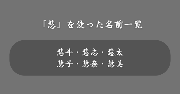 「慧」を使ったおすすめの名前一覧