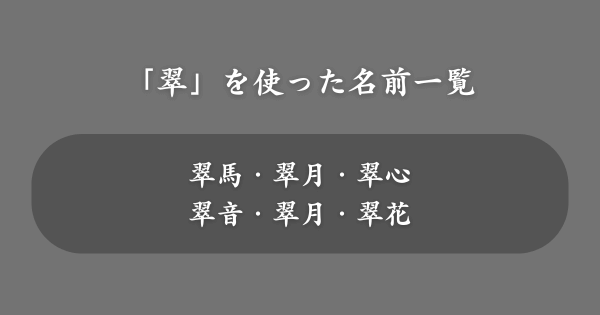 「翠」を使ったおすすめの名前一覧