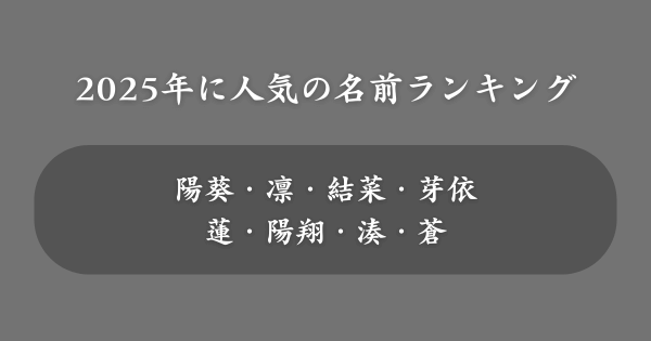 【2025年】人気の名前ランキング