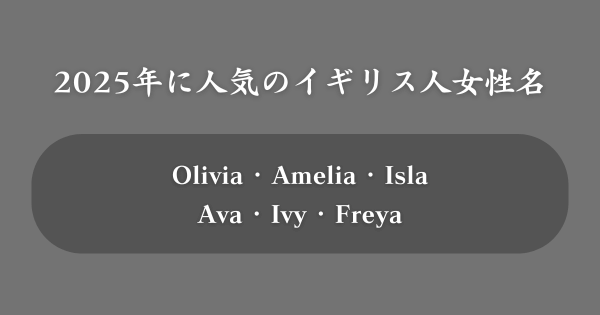 【2025年版】イギリスで人気の女性の名前ランキング
