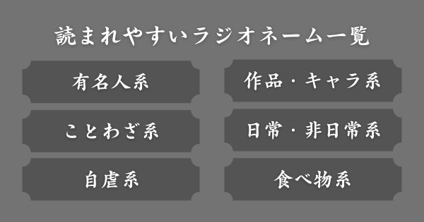 【具体例】読まれやすいラジオネーム一覧