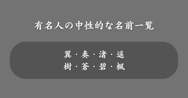 【実例】有名人の中性的な名前一覧