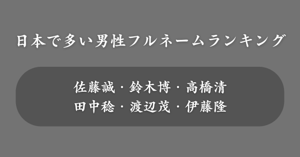 【年代別】日本で多い男性のフルネームランキング
