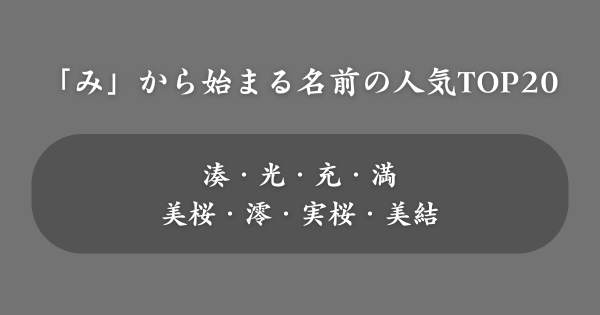 【男女別】「み」から始まる名前の人気ランキング