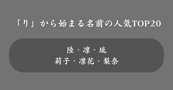 【男女別】「り」から始まる名前の人気ランキング