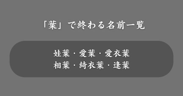 【男女別】「葉」で終わる名前一覧