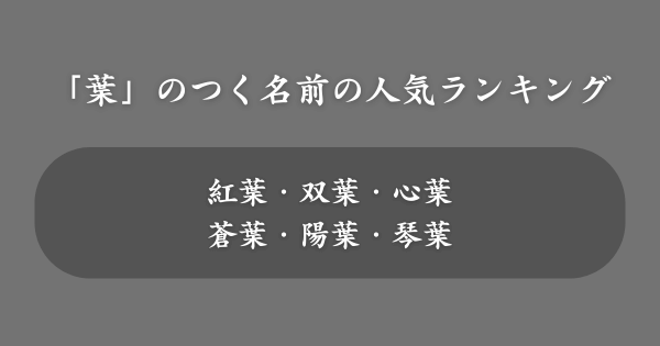 【男女別】「葉」のつく名前の人気ランキング
