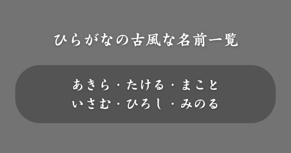 ひらがなの古風な名前一覧【男の子】