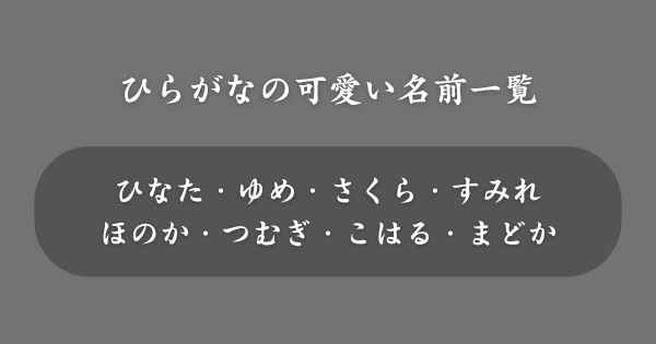 ひらがなの可愛い名前一覧