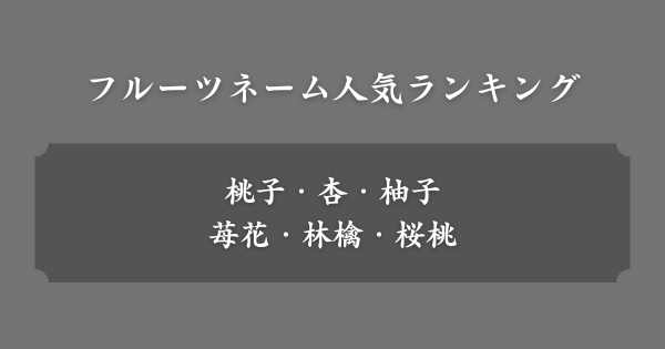 フルーツネームの人気ランキング