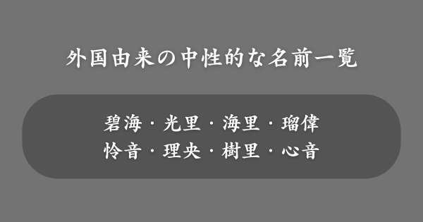 外国語に由来する中性的な名前一覧