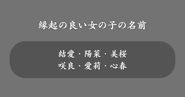 女の子につけたい縁起の良い名前一覧