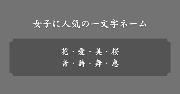 女の子に人気の一文字ネーム