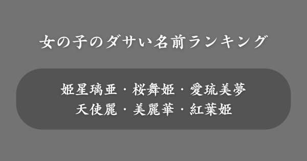 女の子のダサい名前ランキングTOP50