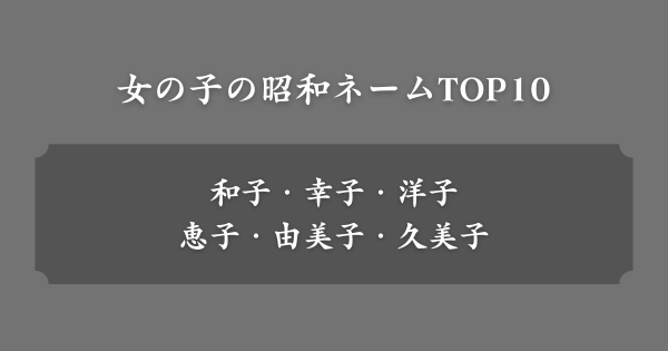 女の子の昭和ネーム人気ランキングTOP10