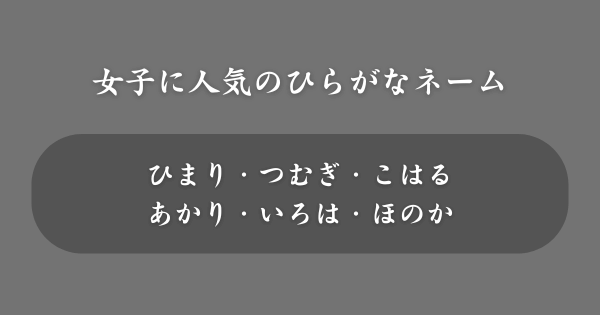 女子に人気のひらがなの名前TOP30