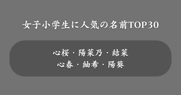 女子小学生に人気の名前ランキング