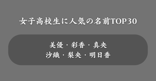 女子高校生に人気の名前ランキング