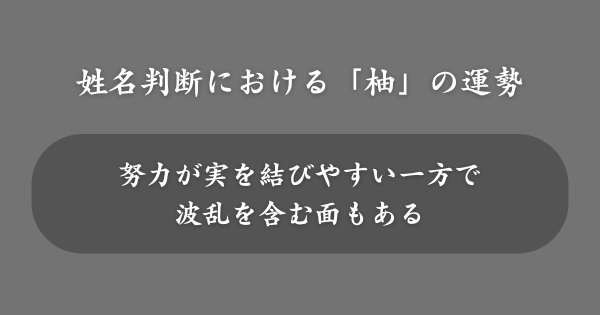 姓名判断における「柚」の運勢