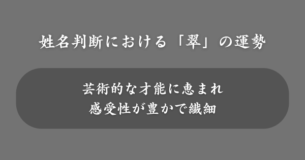 姓名判断における「翠」の運勢