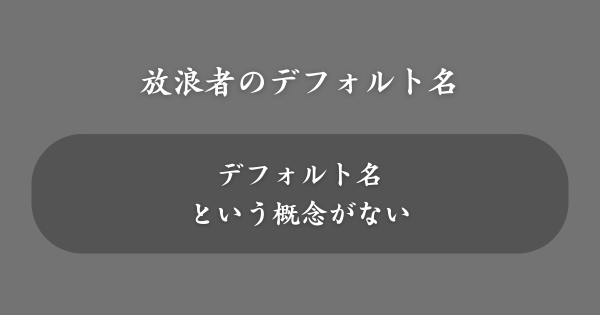 放浪者のデフォルト名とは？