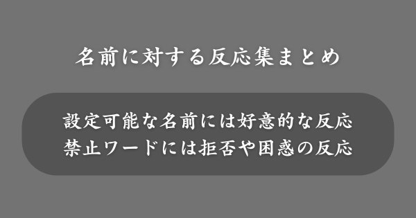 放浪者の名前に対する反応集