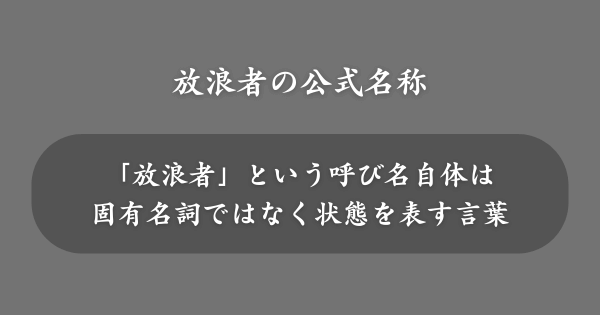 放浪者の本当の名前・公式名称は？