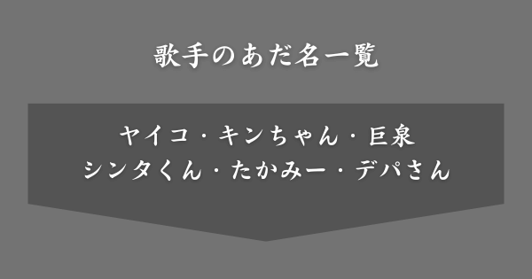 歌手のあだ名一覧