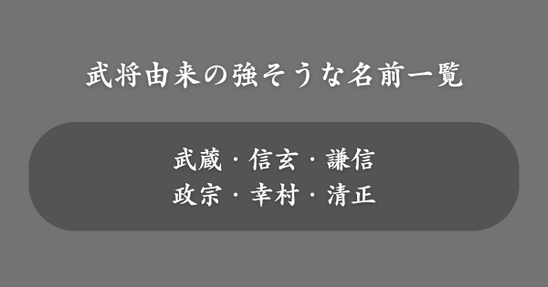 歴史上の武将由来の強そうな名前一覧