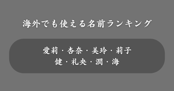 海外でも使える名前ランキング