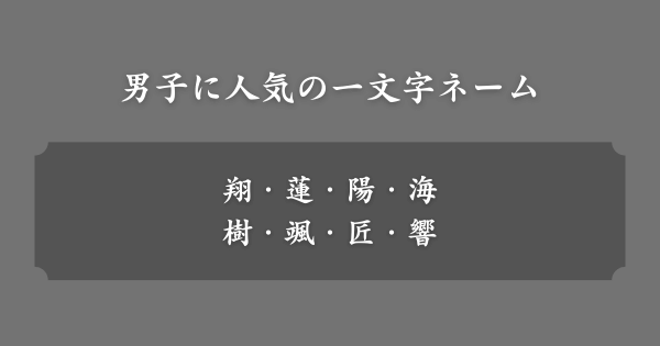 男の子に人気の一文字ネーム