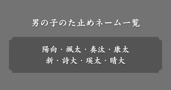 男の子のた止めネーム一覧