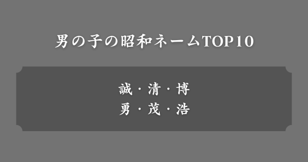 男の子の昭和ネーム人気ランキングTOP10