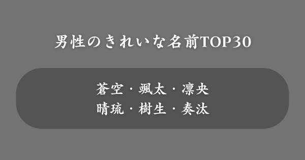 男性のきれいな名前ランキングTOP30