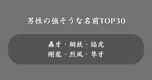 男性の強そうな名前ランキングTOP30