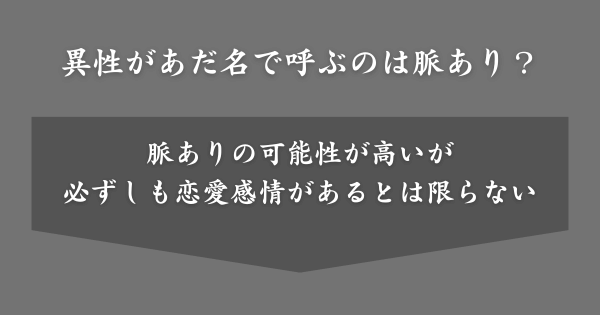 異性があだ名で呼んでくるのは脈あり？