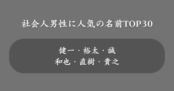 社会人男性に人気の名前ランキング