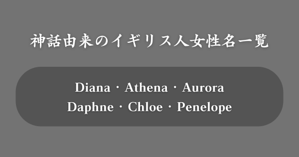 神話に由来するイギリスの女性の名前一覧