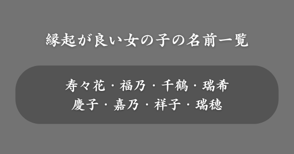 縁起が良い女の子の名前一覧